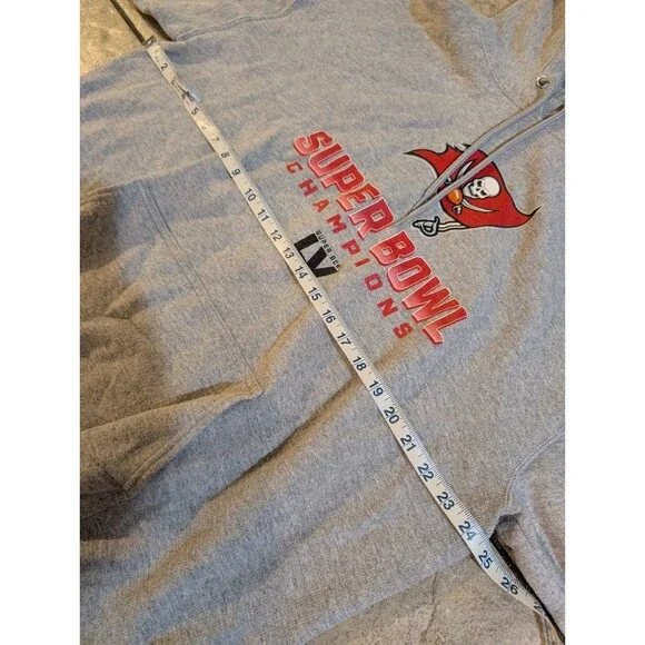 Tampa Bay Buccaneers Super Bowl LV Champions Hoodie Gray XL NFL Sweatshirt - Picture 3 of 10